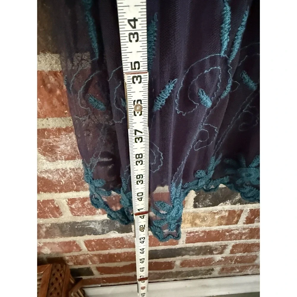 Sundance Midi Dress Small Rhapsody Embroidered Lace Overlay Teal Blue No Liner‎
